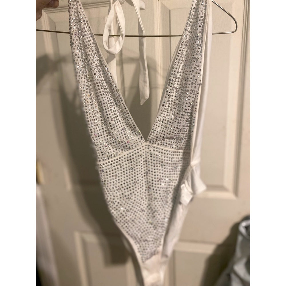 White beaded bodysuit